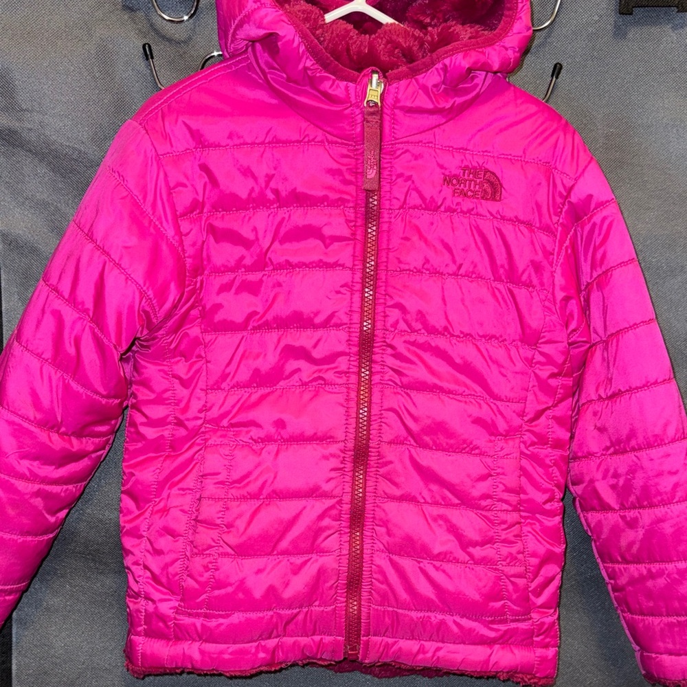 The North Face Fuchsia Jacket reversible with hood & pockets 4T - Picture 14 of 16